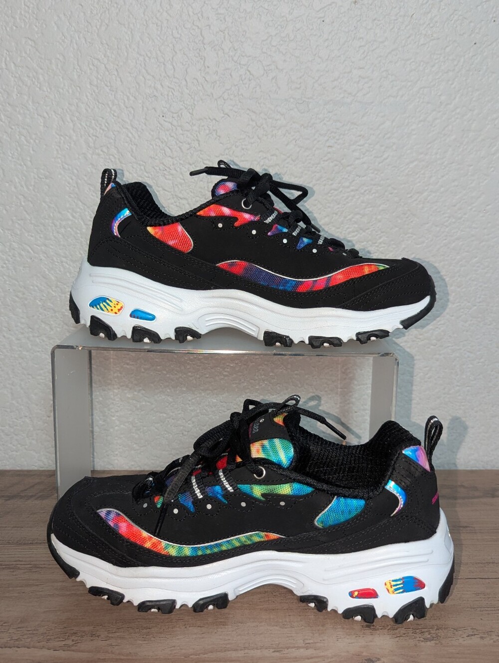 Skechers D'Lites Summer Fiesta Rainbow Sneakers Black Multi 7.5